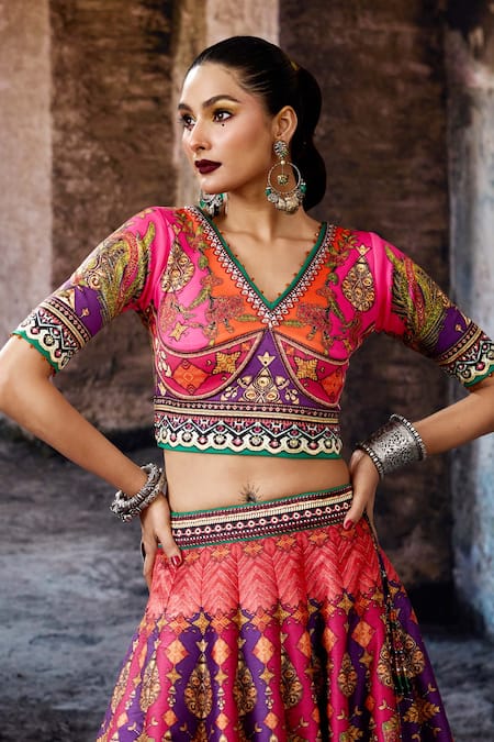 Rajdeep Ranawat Pink Dupion, Kota Doria Bethari Leela Printed Skirt Set Online at Aza Fashions Rajdeep Ranawat_Pink Dupion, Kota Doria Bethari Leela Printed Skirt Set _Online_at_Aza_Fashions