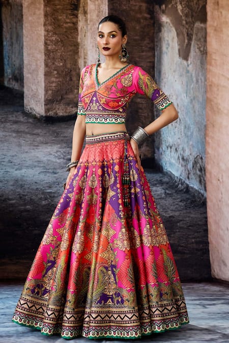 Rajdeep Ranawat Pink Dupion, Kota Doria Bethari Leela Printed Skirt Set at Aza Fashions Rajdeep Ranawat_Pink Dupion, Kota Doria Bethari Leela Printed Skirt Set _at_Aza_Fashions