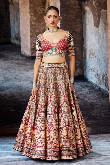 Buy Rajdeep Ranawat Maroon Dupion, Lycra, Kota Doria, Silk Bethari Leela Printed Skirt Set Online at Aza Fashions Buy_Rajdeep Ranawat_Maroon Dupion, Lycra, Kota Doria, Silk Bethari Leela Printed Skirt Set _Online_at_Aza_Fashions