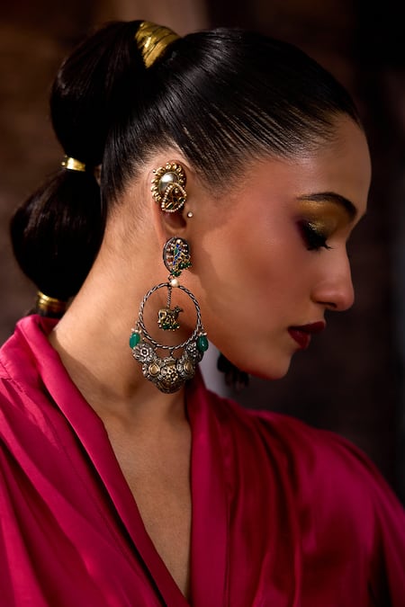 Rajdeep Ranawat_Fuchsia Dupion, Modal, Satin Tassels, Bethari Rubali Leela Skirt With Top _Online_at_Aza_Fashions