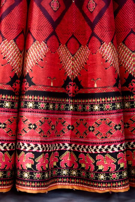 Buy_Rajdeep Ranawat_Fuchsia Dupion, Modal, Satin Tassels, Bethari Rubali Leela Skirt With Top 