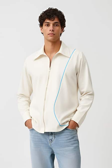 Neora By Nehal Chopra Stripe Pattern Zip Shirt 