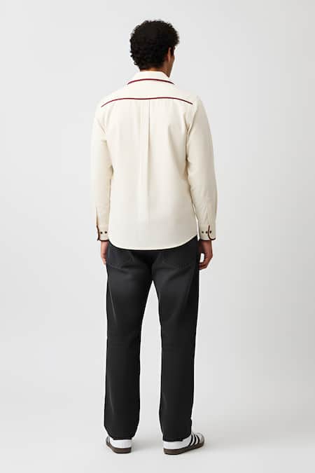 Neora By Nehal Chopra Stripe Pattern Flap Shirt 