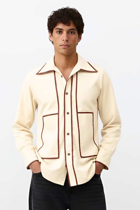 Neora By Nehal Chopra Stripe Pattern Flap Shirt 