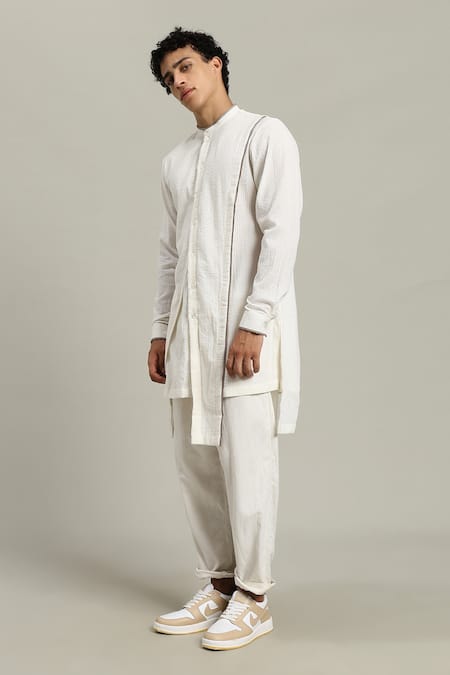 Studio Error Off White Cotton Asymmetric Layered Kurta at Aza Fashions Studio Error_Off White Cotton Asymmetric Layered Kurta _at_Aza_Fashions