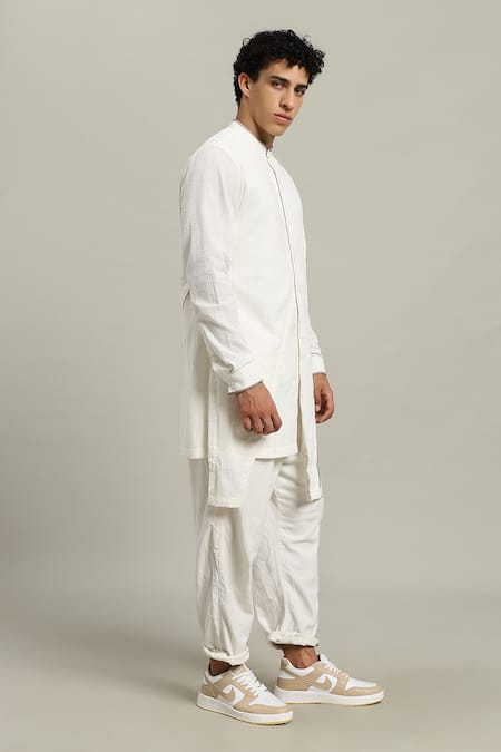 Buy Studio Error Off White Cotton Asymmetric Layered Kurta Buy_Studio Error_Off White Cotton Asymmetric Layered Kurta