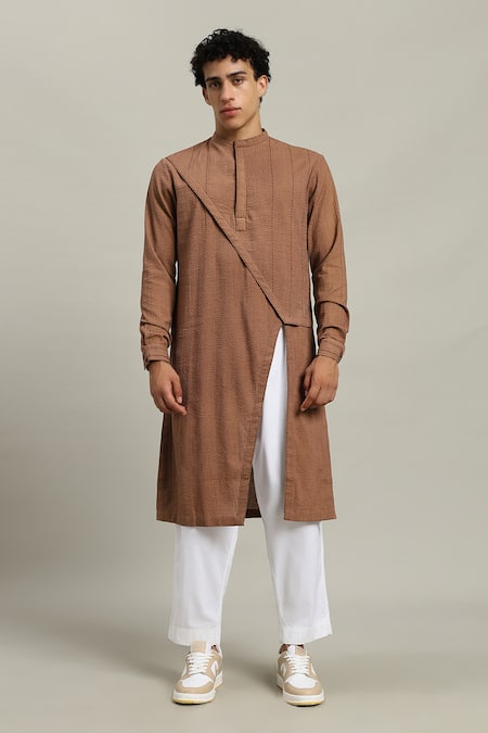 Buy Studio Error Rust Cotton Front Slit Cross Kurta Buy_Studio Error_Rust Cotton Front Slit Cross Kurta