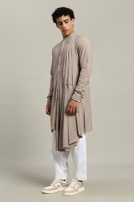 Buy_Studio Error_Gray Cotton Front Draped Kurta _Online_at_Aza_Fashions