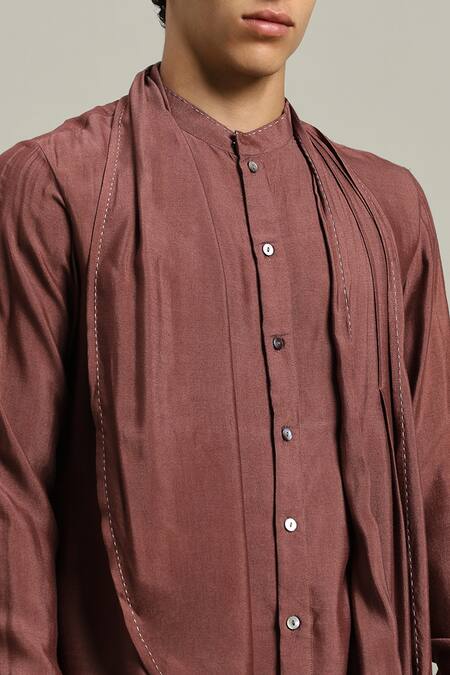 Buy Studio Error Rust Cotton, Silk Embroidery Draped Kurta Buy_Studio Error_Rust Cotton, Silk Embroidery Draped Kurta