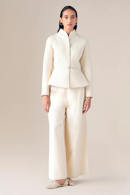 Ampm Zima Quilted Peplum Jacket With Belt 