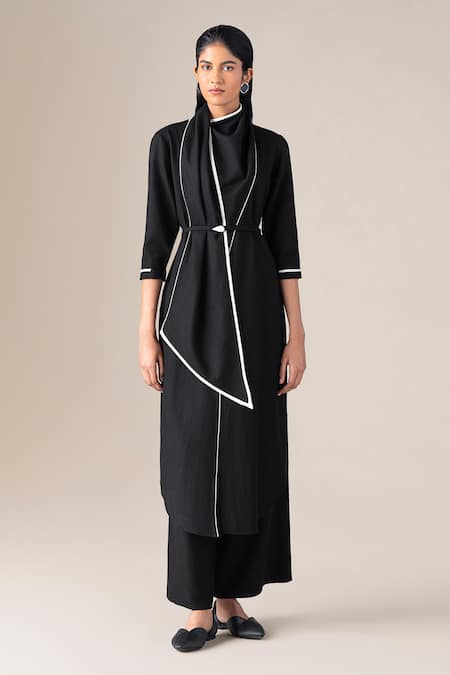 Ampm Rezan Draped Neck Tunic & Palazzo Set 