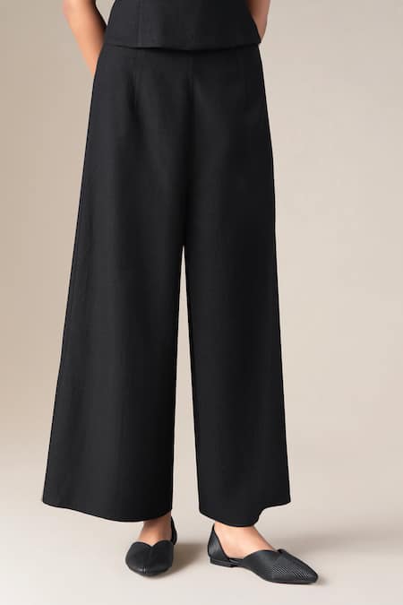 Buy_Ampm_Black Wool Alba Palazzo _Online_at_Aza_Fashions