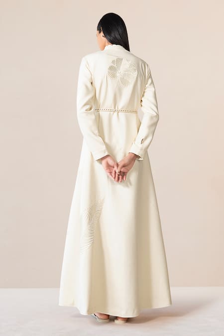 Ampm Nahid Paan Motif Abaya Jacket With Belt 