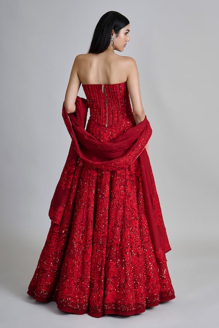 Mishru Amara Floral Embroidered Corset Lehenga Set 