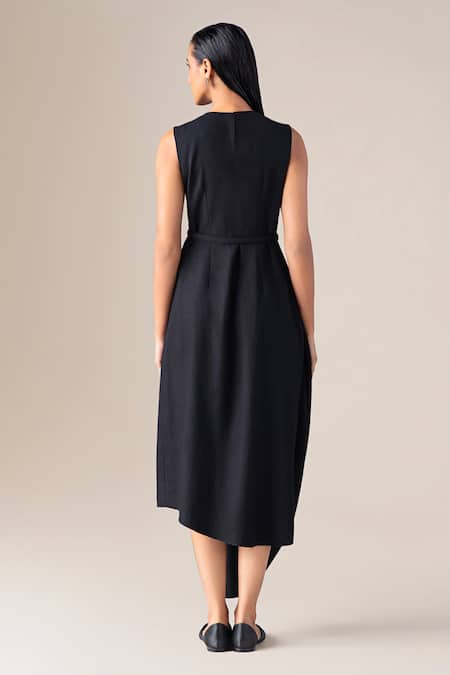 Ampm Bria Asymmetric Draped Dress With Belt