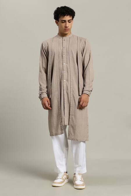 Buy_Studio Error_Gray Cotton Embroidery Layered Kurta 