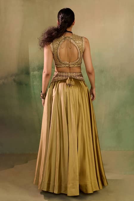 Reeti Arneja Embellished Illusion Blouse & Lehenga Set 