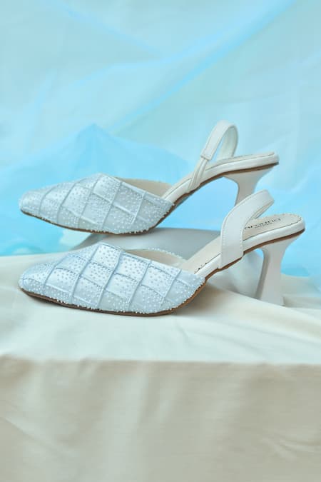 Around Always Frost Pearl Embellished Pleated Heels 