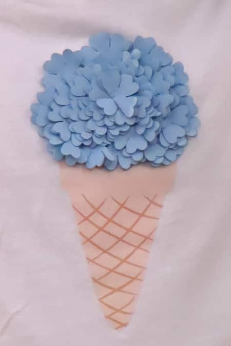 Lil Drama_White Cotton, Net Fabric Flowers Ice Cream Embroidered T Shirt And Skirt Set _at_Aza_Fashions