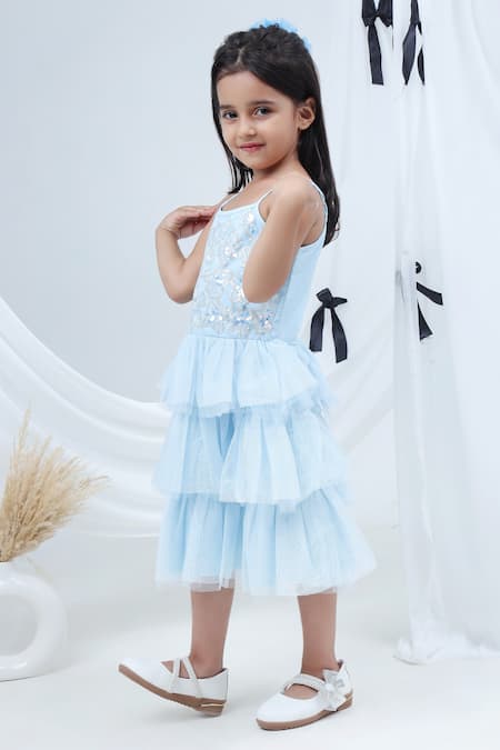 Buy Lil Drama Sky Blue Net, Polyester Sequins, Glitter Layered Embroidered Dress With Shrug Online at Aza Fashions Buy_Lil Drama_Sky Blue Net, Polyester Sequins, Glitter Layered Embroidered Dress With Shrug _Online_at_Aza_Fashions