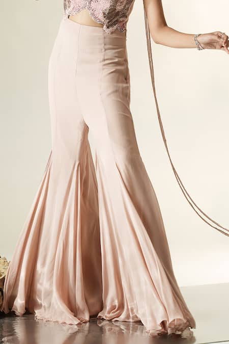 Muskan Aggarwal_Blush Georgette Embroidery, Beads, Sequins, Oriana Floral Jumpsuit With Dupatta _at_Aza_Fashions