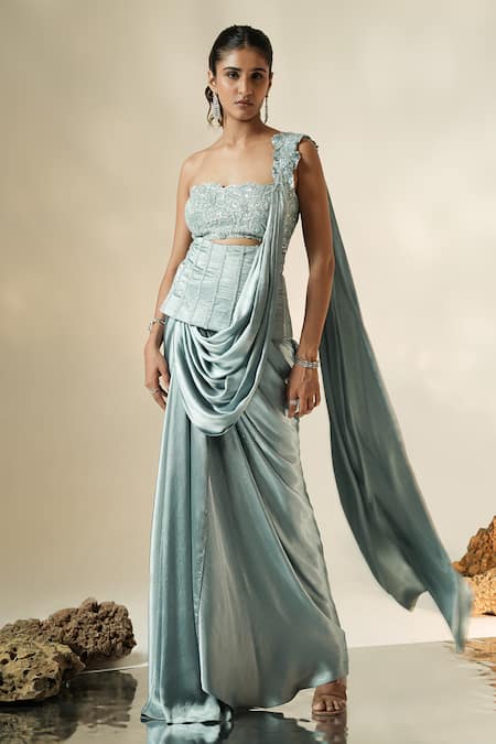 Muskan Aggarwal Nyra Sculpted Corset Blouse With Pre-Draped Saree 