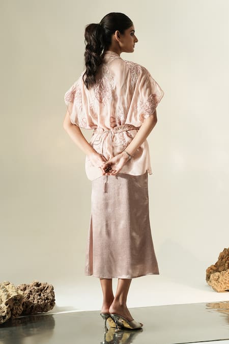 Muskan Aggarwal Avira Embroidered Cape With Satin Midi Dress 