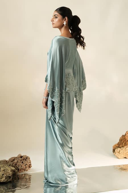 Muskan Aggarwal Zehra Floral Embroidered Cape & Draped Skirt Set 