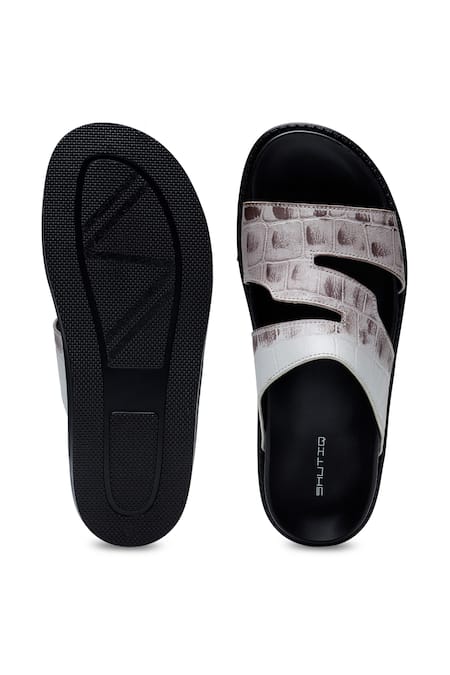 Shutiq Crocodile Texture Leather S Slides 