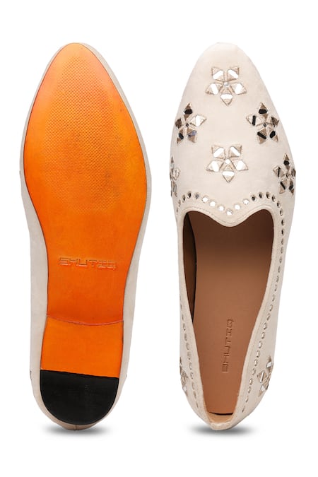 Shutiq Avsar Suede Mirror Work Juttis 