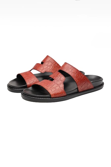 Buy_Shutiq_Tan S Crocodile Texture Leather _Online_at_Aza_Fashions