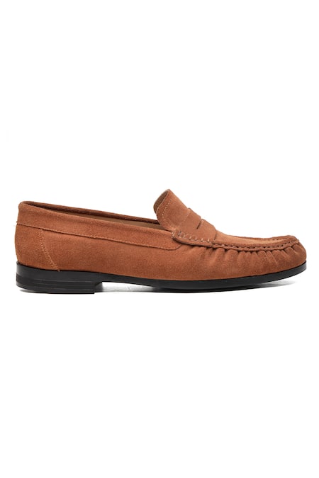 Shutiq_Tan Phillos Suede Slip On Loafers _Online_at_Aza_Fashions