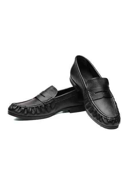 Shutiq Phillos Textured Leather Penny Loafers 