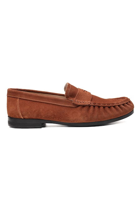 Shutiq_Brown Phillos Suede Slip On Loafers _Online_at_Aza_Fashions