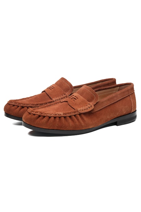 Buy_Shutiq_Brown Phillos Suede Slip On Loafers _Online_at_Aza_Fashions