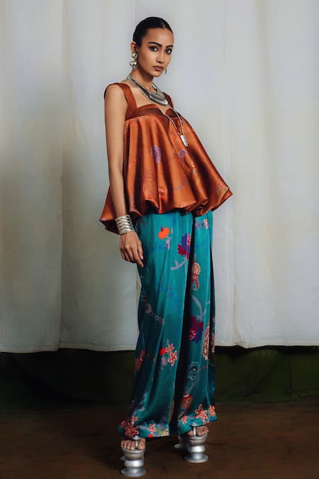 Siddhartha Bansal Amber Pleated Top & Pant Set 