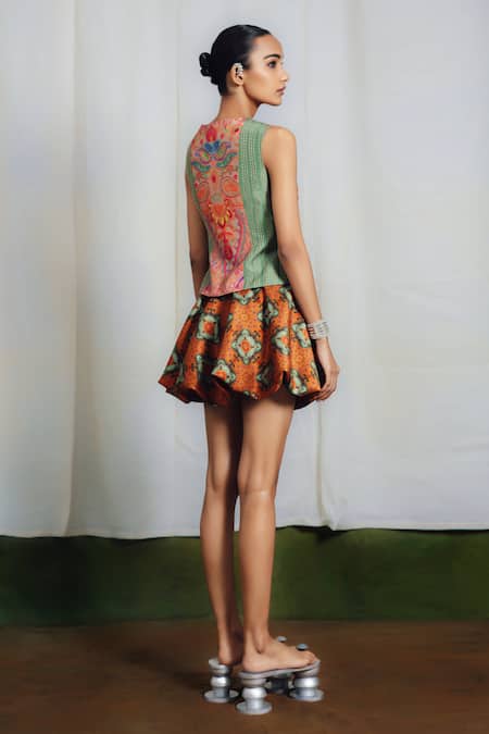 Siddhartha Bansal Printed Peplum Top Set 