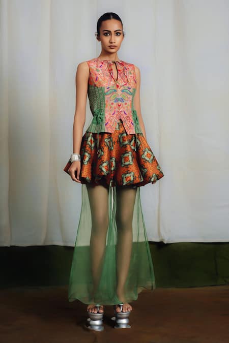 Siddhartha Bansal Printed Peplum Top Set 