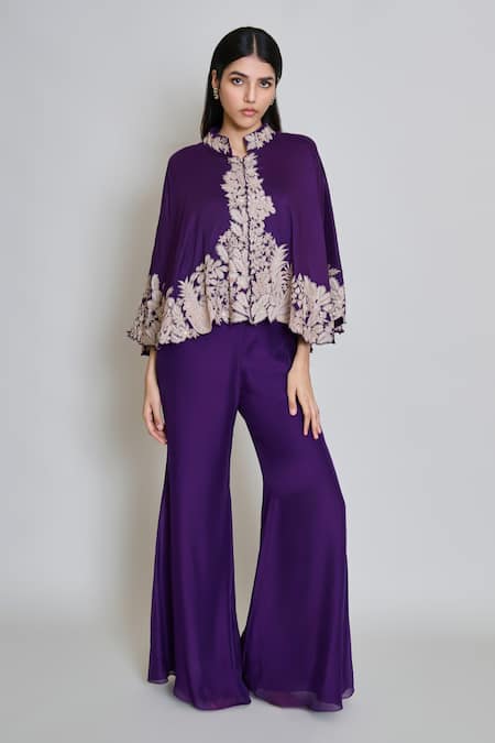Mishru Kalie Embroidered Cape Pant Set 