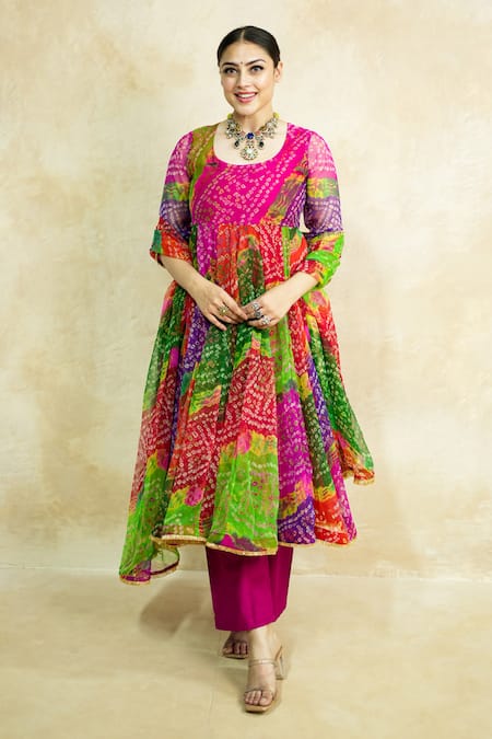Gulabo Jaipur Arzu Bandhani Pattern Anarkali Set