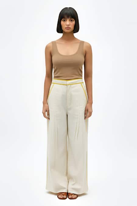 Neora By Nehal Chopra Ivory Pintuck Pant 