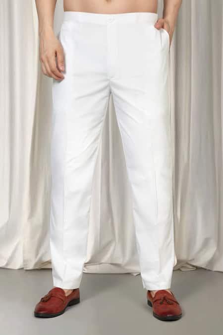 Buy_Aham-Vayam_White Cotton Mirrors, Embroidery Harsh Kurta And Pant Set _Online_at_Aza_Fashions