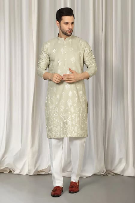 Aham-Vayam Upwan Embroidered Kurta & Pant Set 