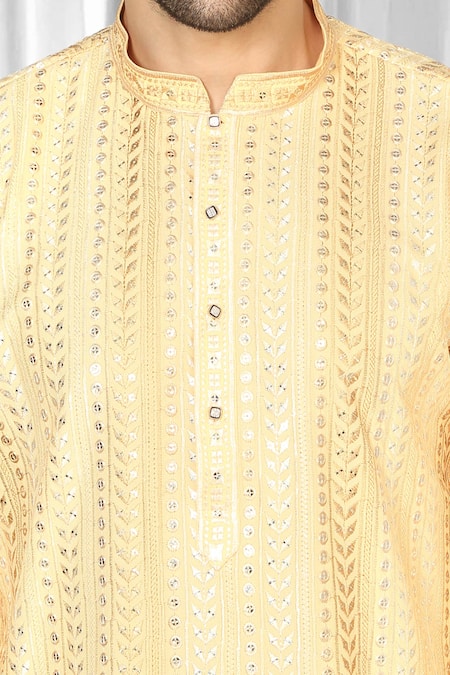 Buy Aham-Vayam Yellow Cotton Sequins, Embroidery Harshollas Kurta And Pant Set Online at Aza Fashions Buy_Aham-Vayam_Yellow Cotton Sequins, Embroidery Harshollas Kurta And Pant Set _Online_at_Aza_Fashions