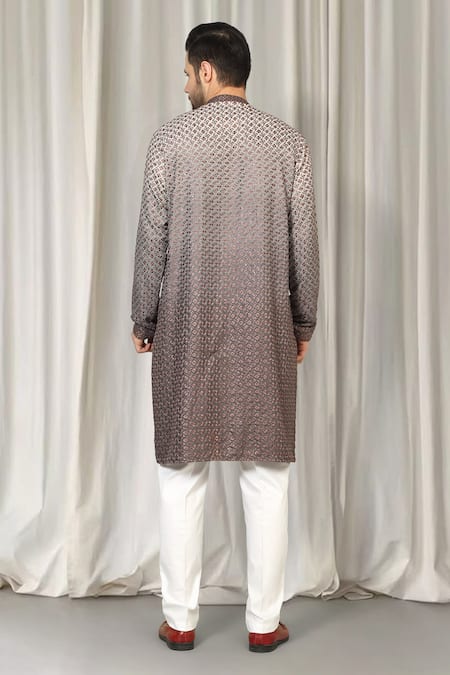 Aham-Vayam Ombre Embroidered Kurta & Pant Set 