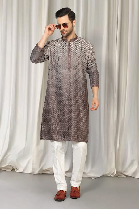 Aham-Vayam Ombre Embroidered Kurta & Pant Set 