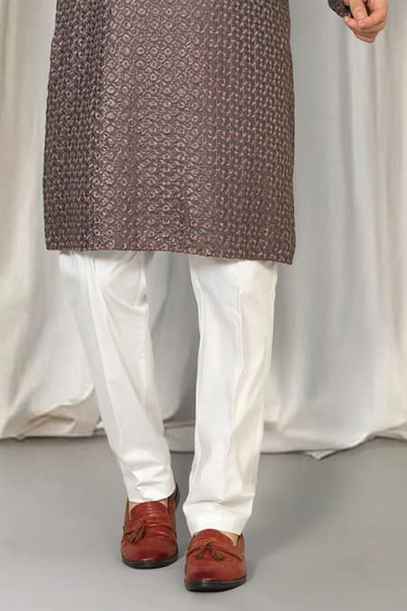 Aham-Vayam Brown Cotton Embroidery Ombre Kurta And Pant Set at Aza Fashions Aham-Vayam_Brown Cotton Embroidery Ombre Kurta And Pant Set _at_Aza_Fashions