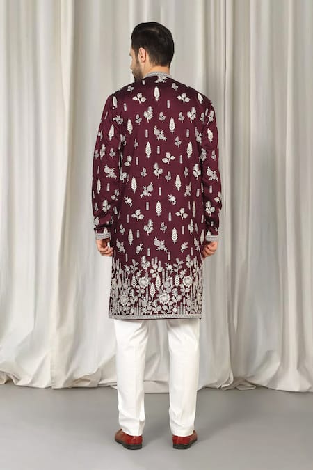 Aham-Vayam Upwan Embroidered Kurta & Pant Set 