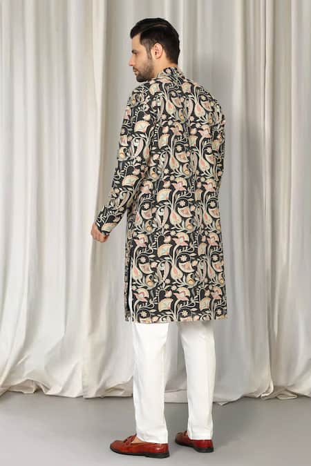 Aham-Vayam Phool Bahaar Embroidered Kurta & Pant Set 