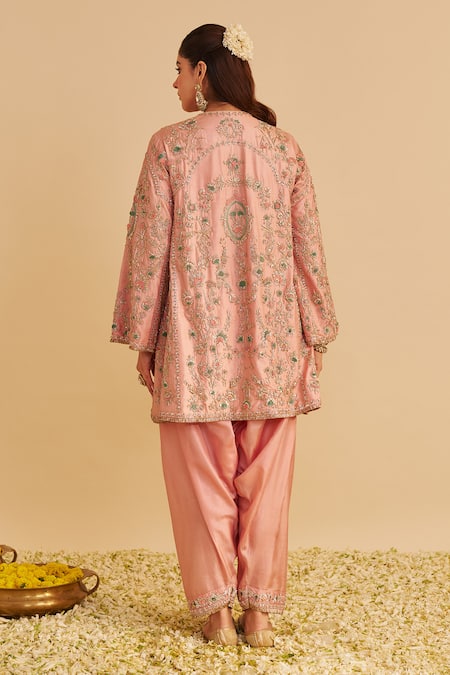 Shop_Sheetal Batra_Blush , Organza Embroidery, Sequins, Beads Alira Kurta Salwar Set _at_Aza_Fashions